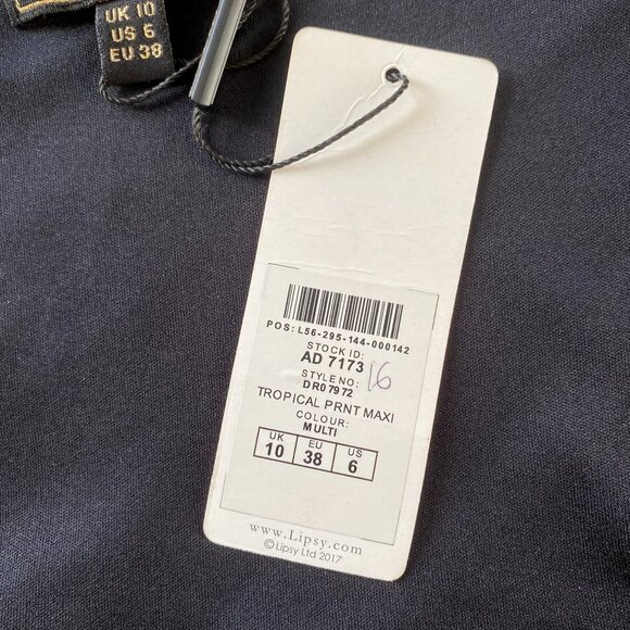 New Lipsy London Maxi Dress 6 (10 UK) Black Floral Chiffon Wrap High-Low Ruffle - Picture 6 of 16